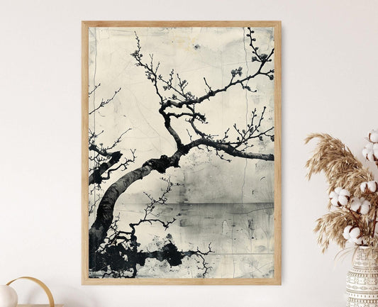 Affiche Wabi Sabi – Poster Botanique Zen Japonais, Art Mural Artisanale