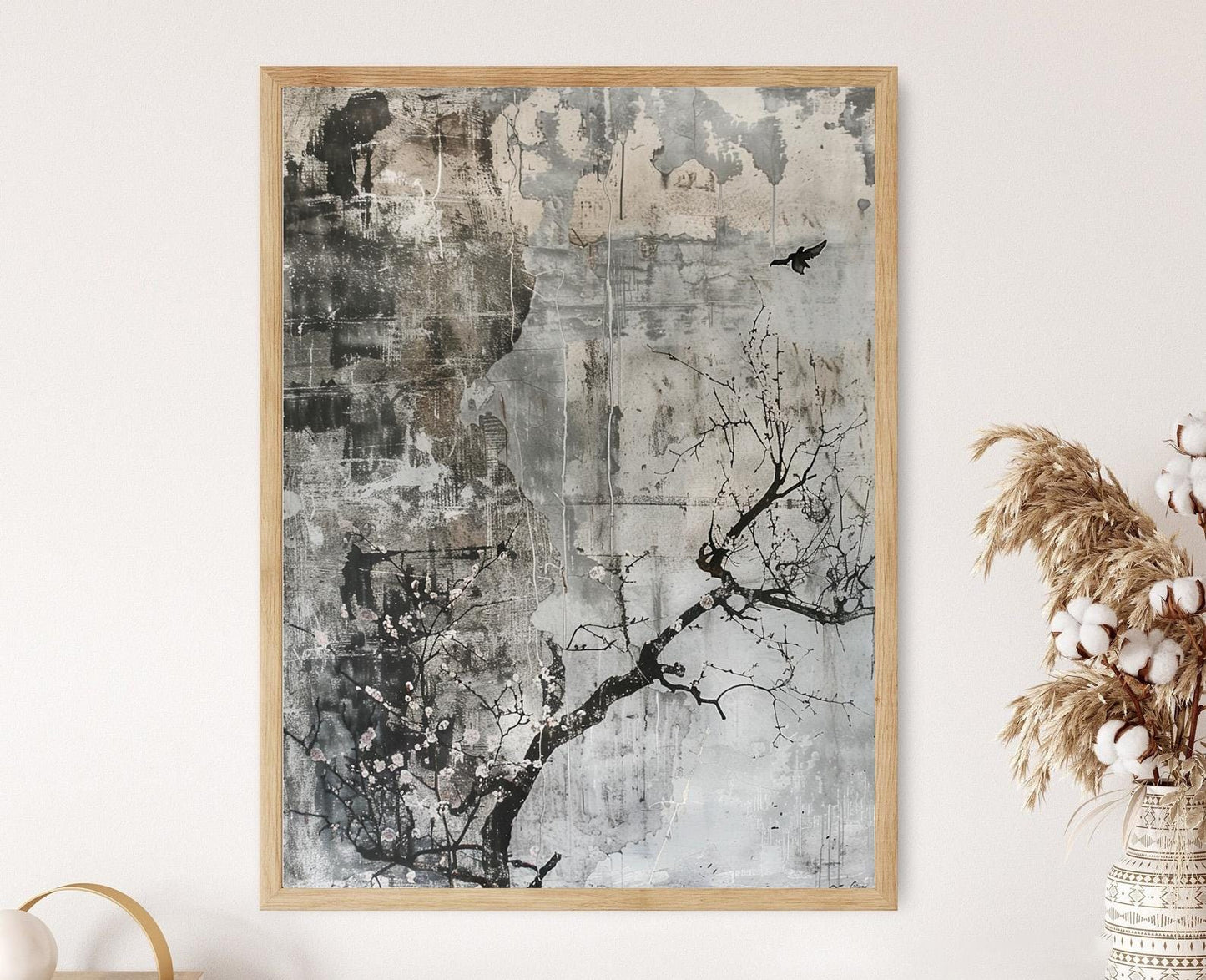 Affiche Wabi Sabi – Tableau encre fait main, déco japonaise minimaliste