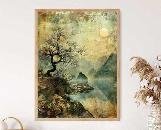 Affiche Wabi Sabi – Imprimé artisanal de scène naturelle japonaise, déco zen