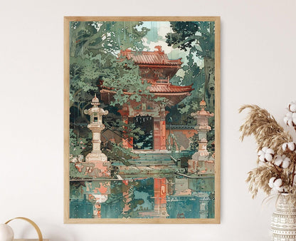 Affiche Temple Japonais Inspirée – Art Mural Jardin Serein
