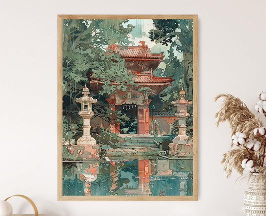 Affiche Temple Japonais Inspirée – Art Mural Jardin Serein