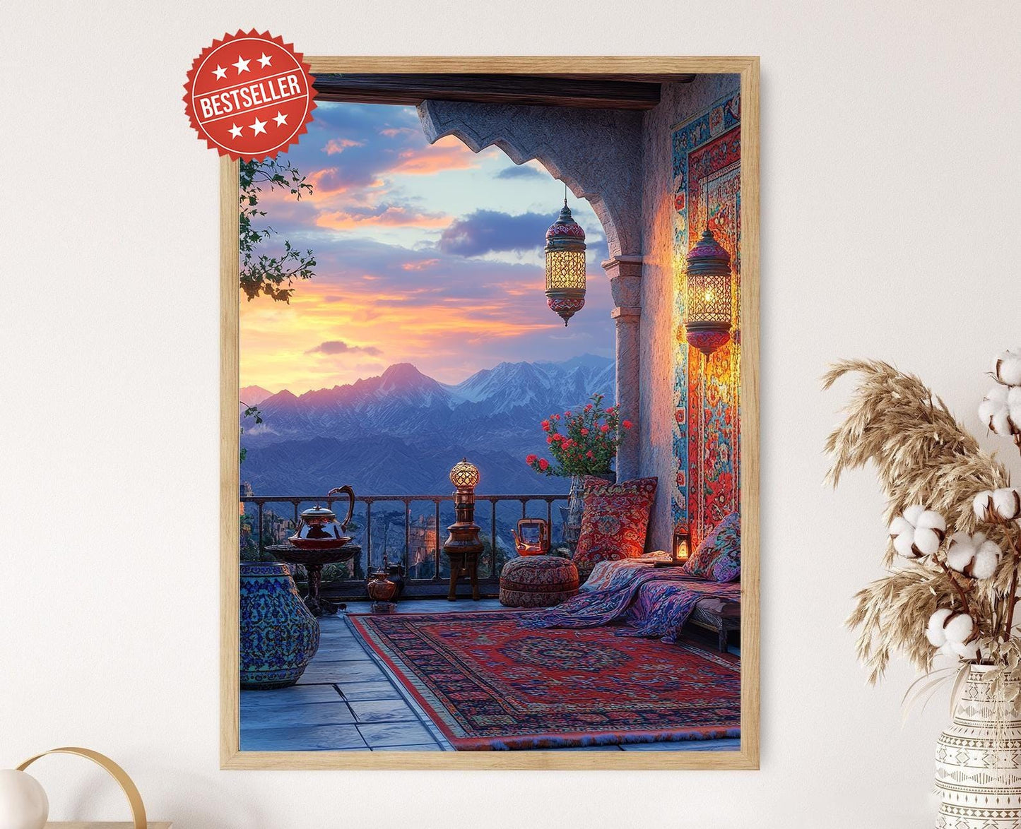 Affiche de Téhéran – Illustration de Rooftop et Tapis Persans