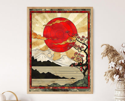 Affiche Hanafuda Japonaise : Poster de Jeu de Cartes Fleurs Sakura