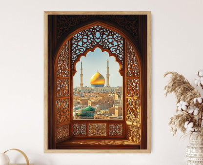 Affiche Najaf – Illustration de fenêtre en bois irakienne, déco orientale