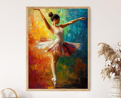 Affiche Danseuse Colorée – Impression Artiste de Ballet Énergique