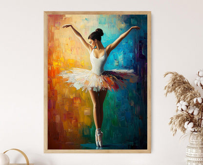 Affiche Ballet Arc-en-Ciel – Poster Danseuse en Style Peinture à l'Huile