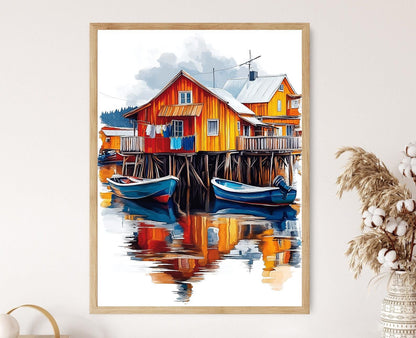 Affiche Maisons Sur Pilotis de Chiloé – Art de l'île chilienne