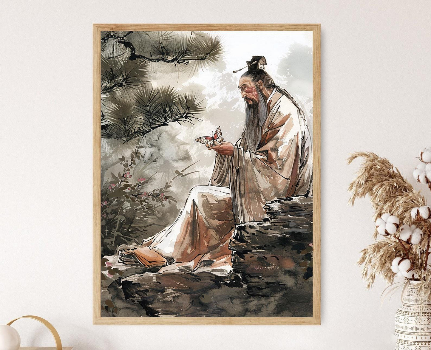 Affiche Zhuang Zhou – Art Taoïste fait main pour méditation et cadeaux