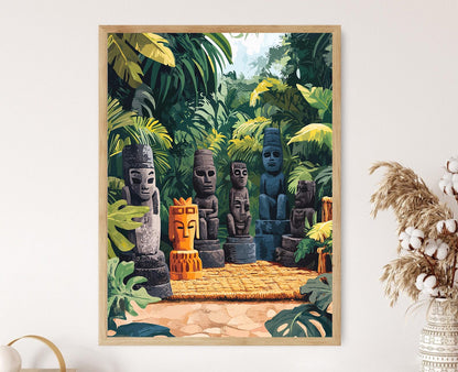 Affiche Sculpture Africaine – Illustration de Statues et Figurines Animalières