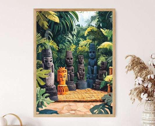 Affiche Sculpture Africaine – Illustration de Statues et Figurines Animalières