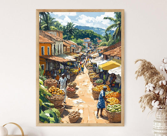 Affiche Marché de Pemba – Poster Illustration de Fruits Tropicaux