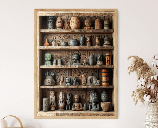 Affiche Sculpture Bamoun – Illustration Art Camérounaise, Décor Héritage Africain