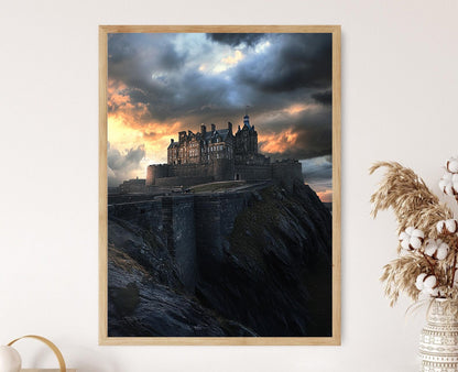 Affiche Château d'Édimbourg – Poster Ville Éclairée en Écosse