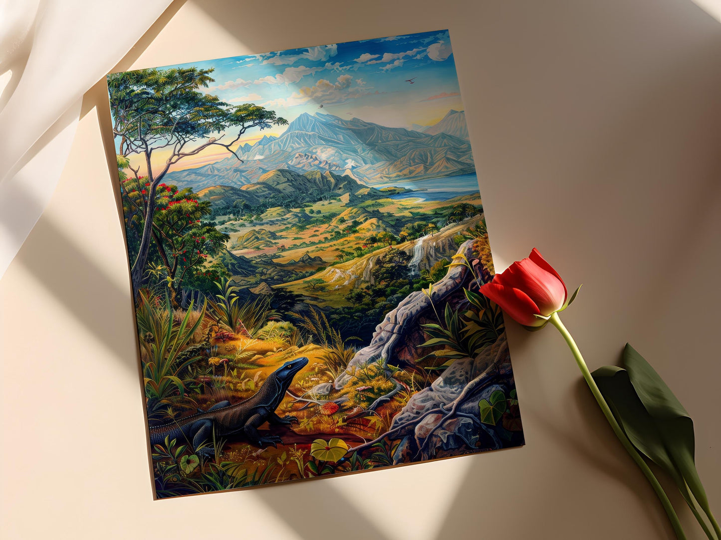 Affiche Parc National Komodo – Illustration de Voyage Artisanale