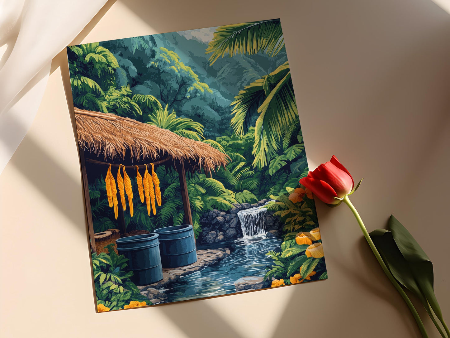 Affiche Artisanat Jungle de Maui – Poster Peinture et Fil de Coco