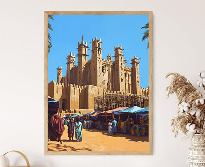 Affiche Mosquée de Djenné – Poster Architecture en terre crue du Mali