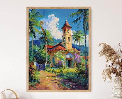 Affiche Église Filipine – Imprimé Artisanal Décor Religieux