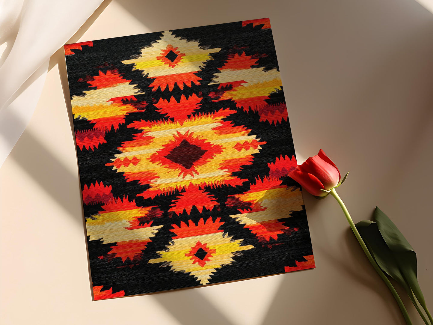 Affiche Motif Flamme Apache – Poster Art Tribal Amérindien