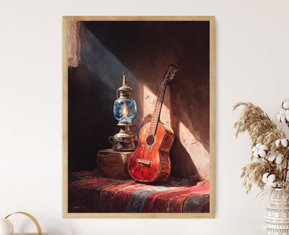 Affiche Bolivienne – Poster Aquarelle Charango & Lama