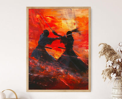 Affiche Kendo – Impression sur toile d'art martial fait main