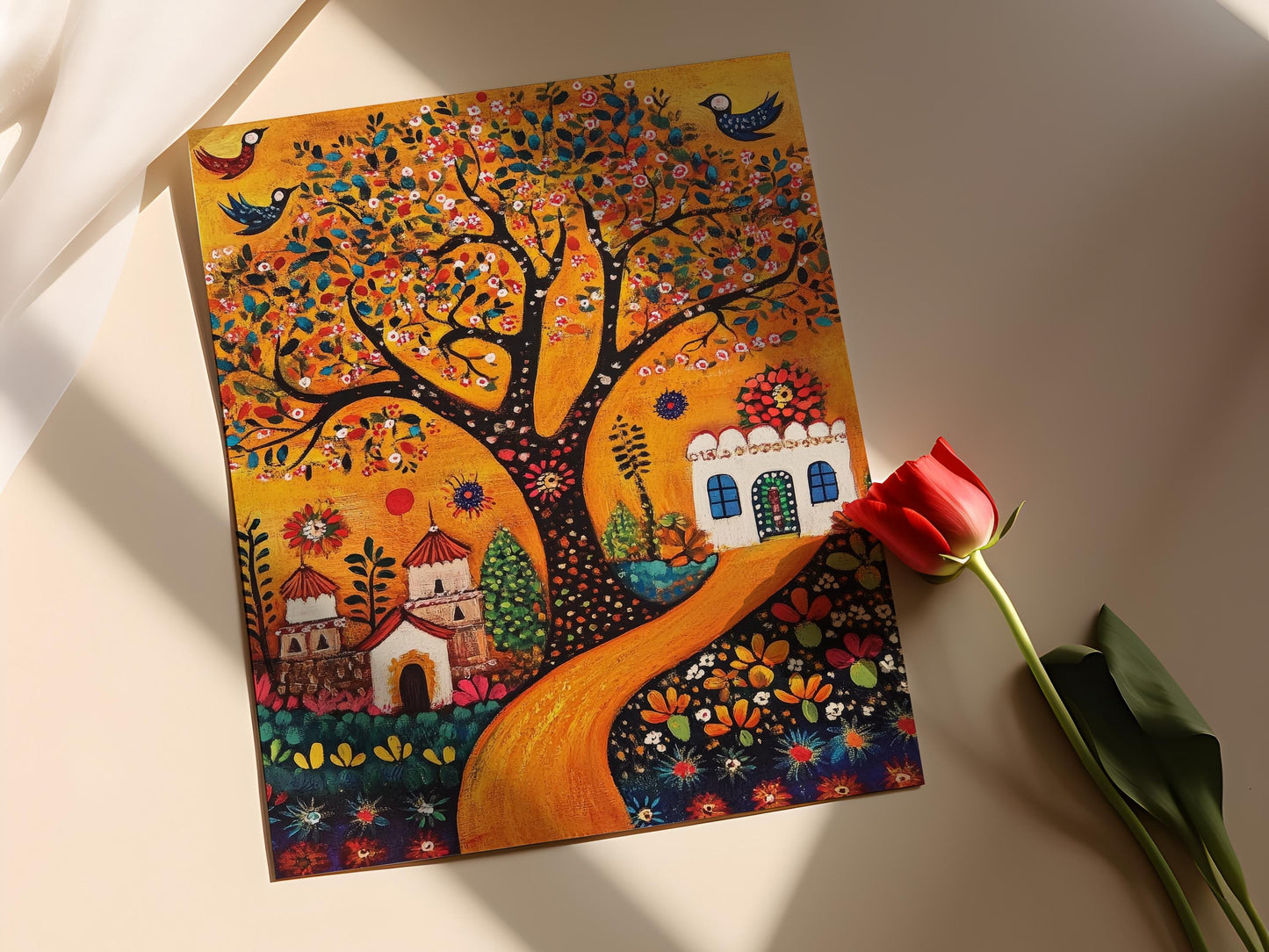 Affiche Art Naïf Indien – Décoration Murale Folklore Indien