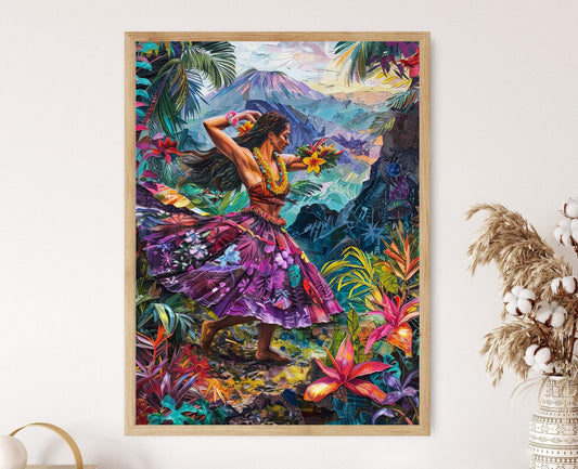 Affiche Hula Traditionnelle – Impression Art de Foliage Tropical