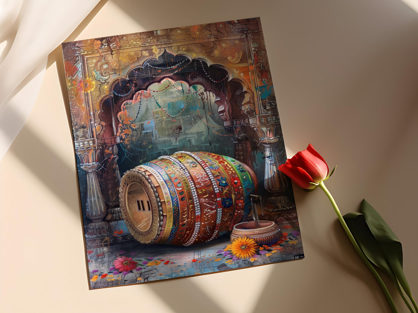 Affiche Mridangam Classique – Poster Art avec Motifs Culturels