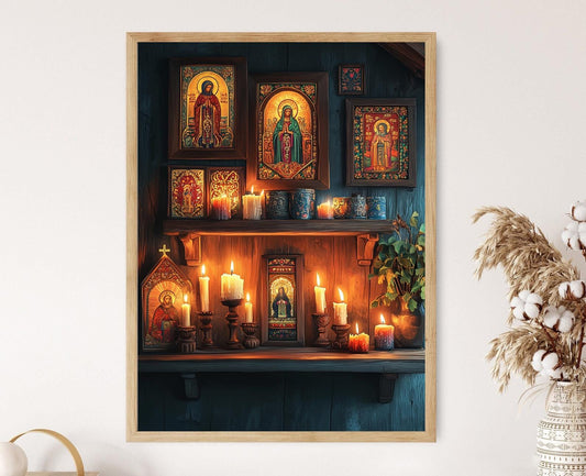 Affiche Icône Découpée – Illustration d'Ornement Religieux Ukrainien