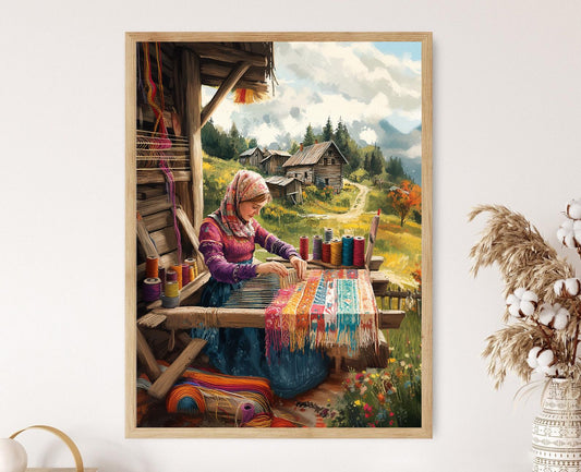 Affiche Artisanat Lituanien – Poster Décor Rustique de Ferme, Héritage Baltique