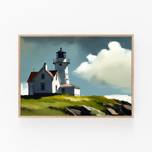 Affiche Phare Inspirée d'Edward Hopper – Art de Galerie Côtière