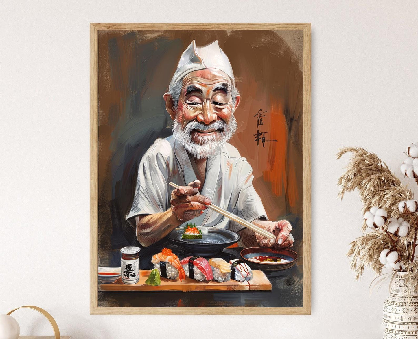 Affiche Chef Sushi – Art Print Coloré pour Décor de Cuisine Japonaise