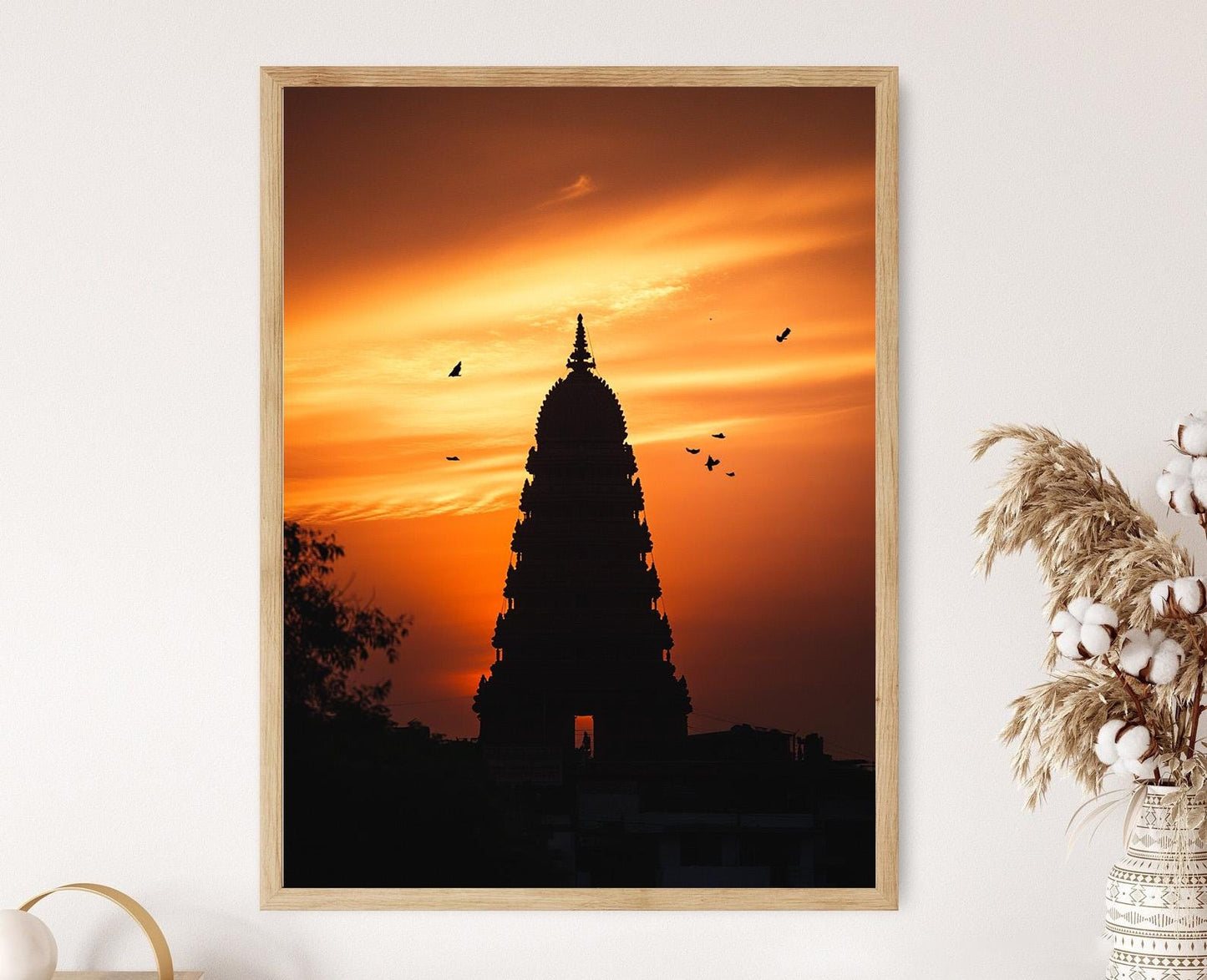 Affiche Bhubaneswar – Poster Silhouette du Temple Lingaraja au coucher du soleil