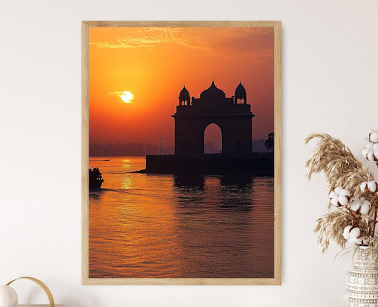 Affiche Mumbai – Poster Silhouette au coucher de soleil de la Porte de l'Inde