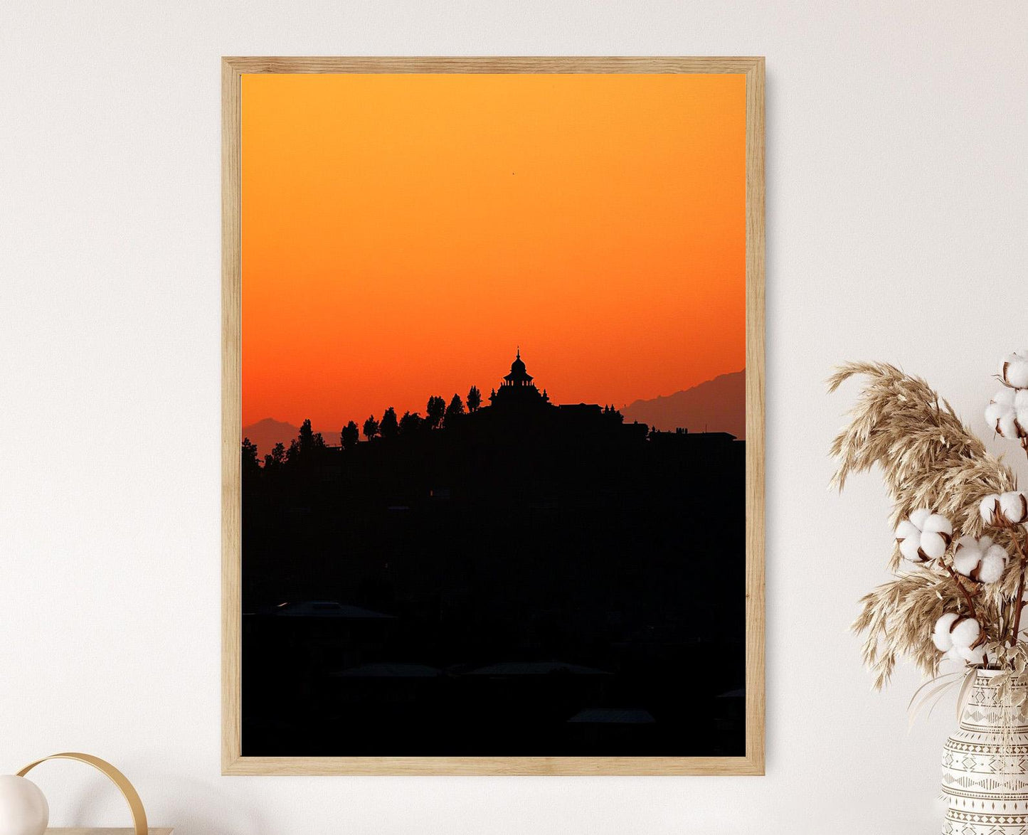 Affiche Srinagar – Poster Silhouette du Temple Shankaracharya au coucher de soleil