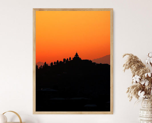 Affiche Srinagar – Poster Silhouette du Temple Shankaracharya au coucher de soleil