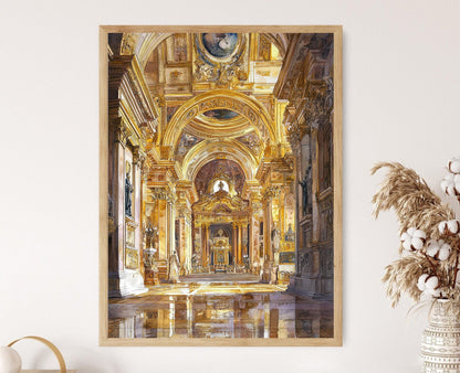 Affiche Co-Cathédrale de St. John's – Poster Intérieur Baroque Doré