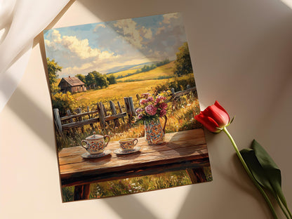 Affiche Ensemble de Thé Letton : Décor Fermier Champêtre Rustique