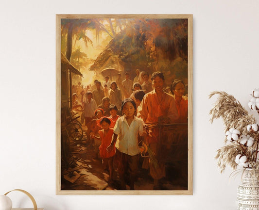 Affiche Bayanihan – Art Print Philippine Folk, Décor Culturel Filipino