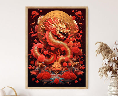 Affiche Année du Dragon – Poster Décoratif pour le Nouvel An Chinois