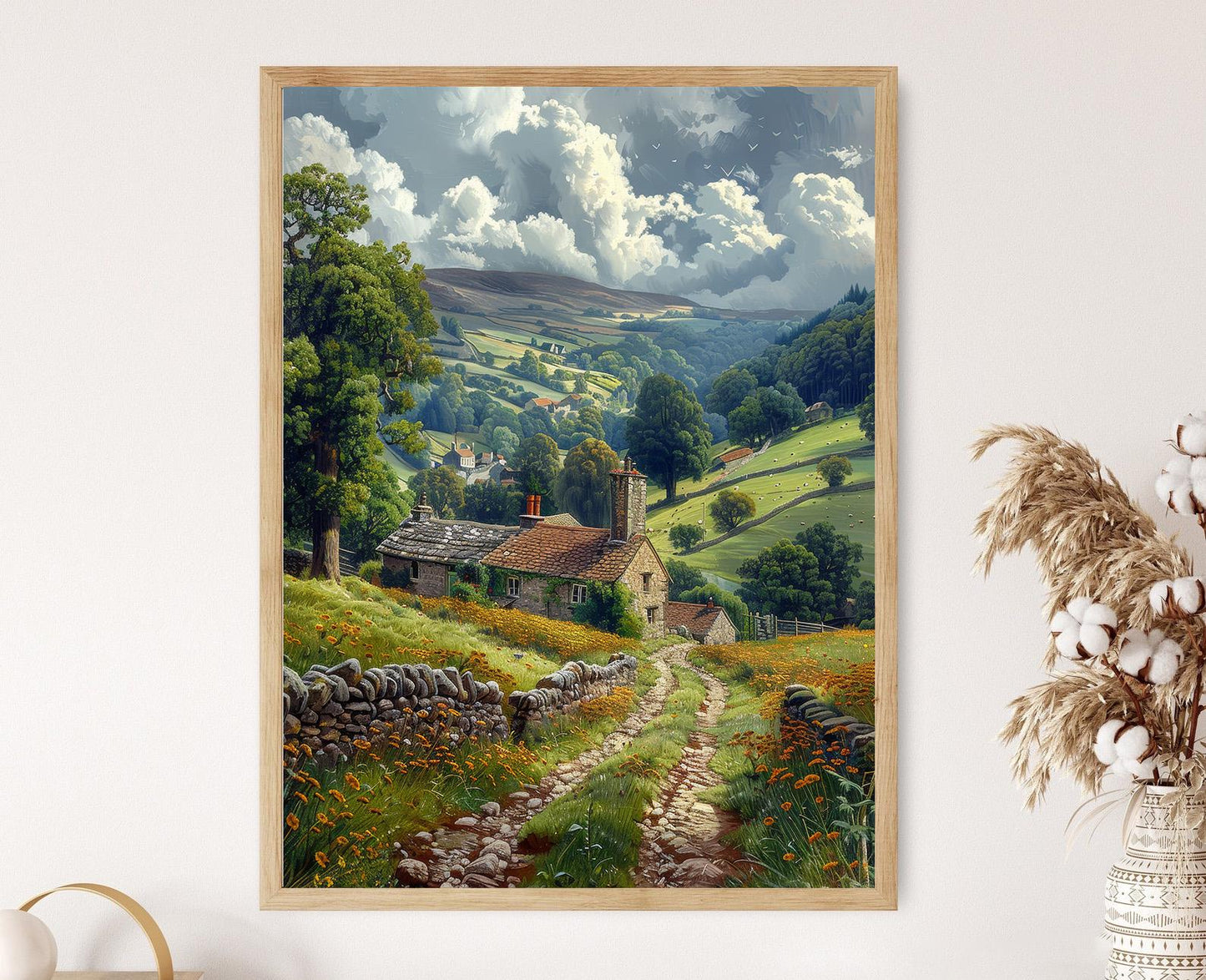Affiche Yorkshire Dales – Illustration du village de Hawes