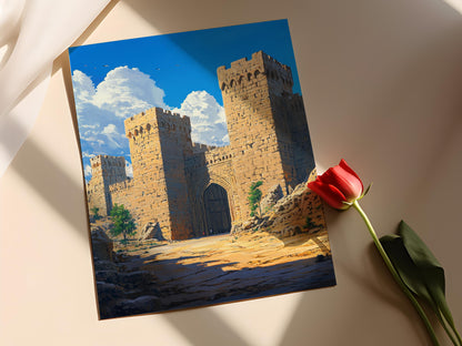 Affiche Citadelle d'Alep – Poster Art du Patrimoine Syrien au Clair de Lune