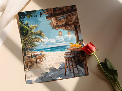 Affiche Playa Conchal – Poster de bar de plage avec cocktails à la mangue