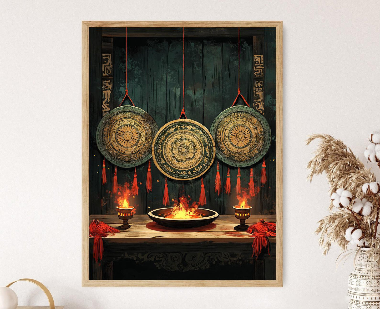 Affiche Mandala Népalais - Poster Illustration Art Décorative en Bois