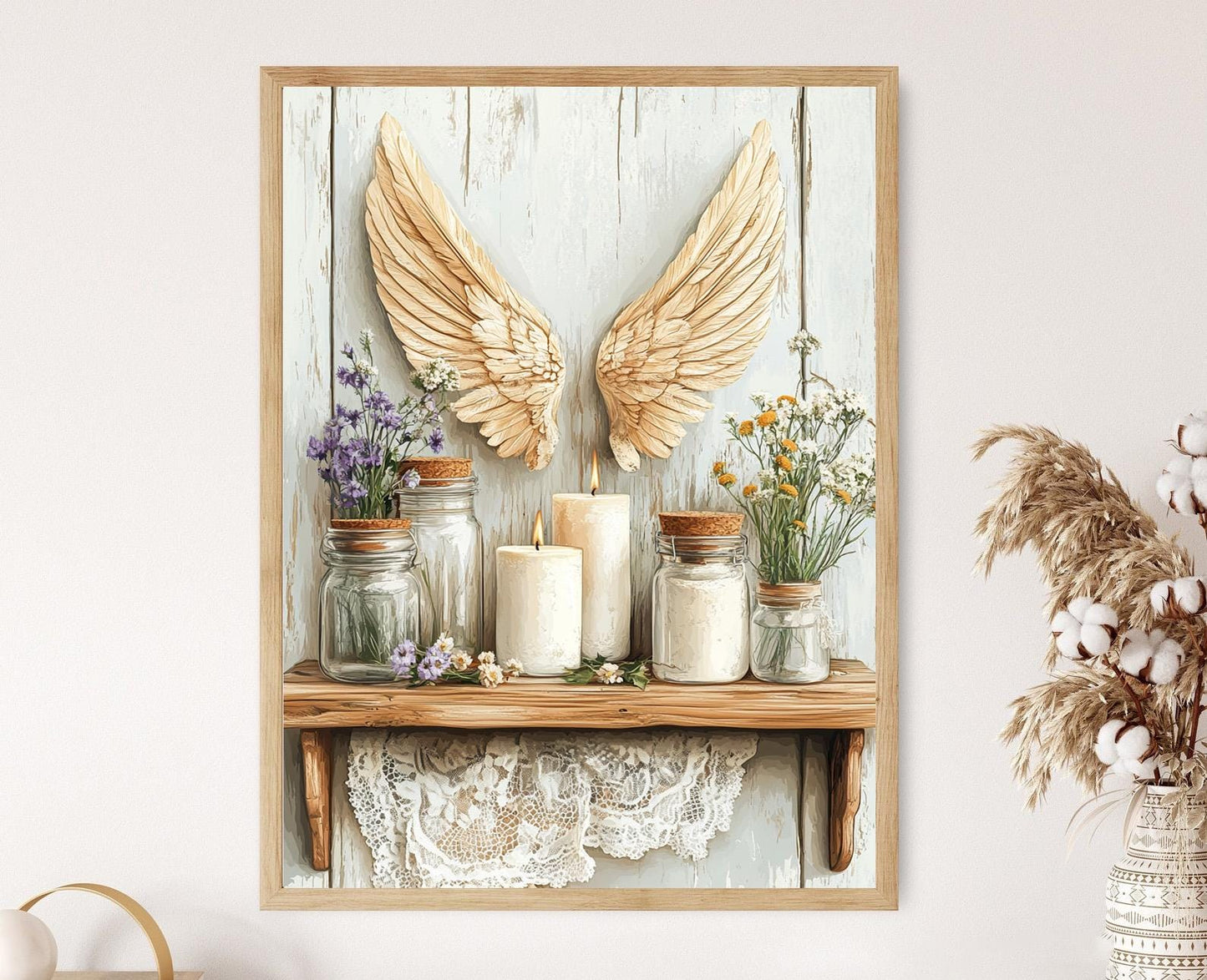 Affiche Aile d'Ange – Illustration en Bois Rustique Chrétiens