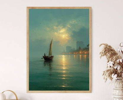 Affiche Pêcheur du Tamil Nadu – Poster Catamaran au Lever du Soleil