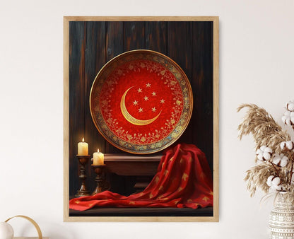 Affiche Culturelle – Art Print avec Motifs Étoile et Croissant