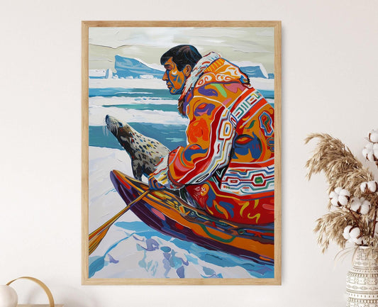 Affiche Inuit – Impression Art de Chasse aux Phoques en Arctique