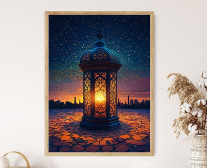 Affiche Lanterne Islamique – Poster Art avec Designs Géométriques