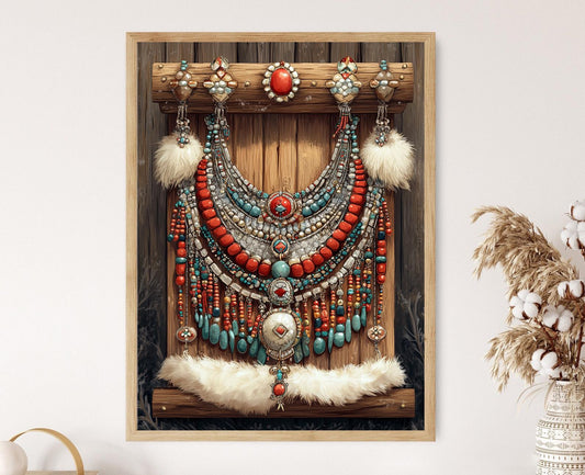 Affiche Art Yakut en Argent – Poster Artisanat Indigène de Sibérie