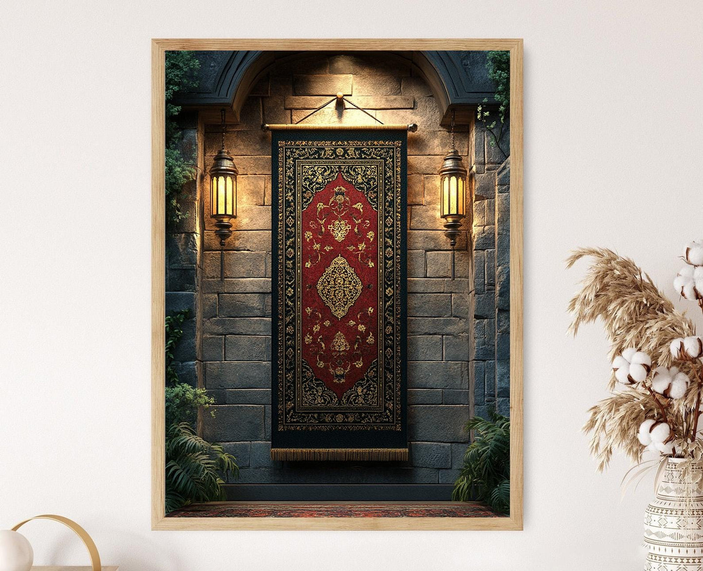 Affiche Textiles Islamiques – Poster Art Kufi Décor Patrimoine